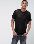 Asos Mesh T-shirt In Black - Black