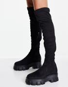 Truffle Collection Chunky Over The Knee Boots In Black