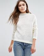 First & I Knitted High Neck Sweater - White