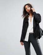 Bolongaro Trevor Wild Zip Off Hem Leather Jacket - Black