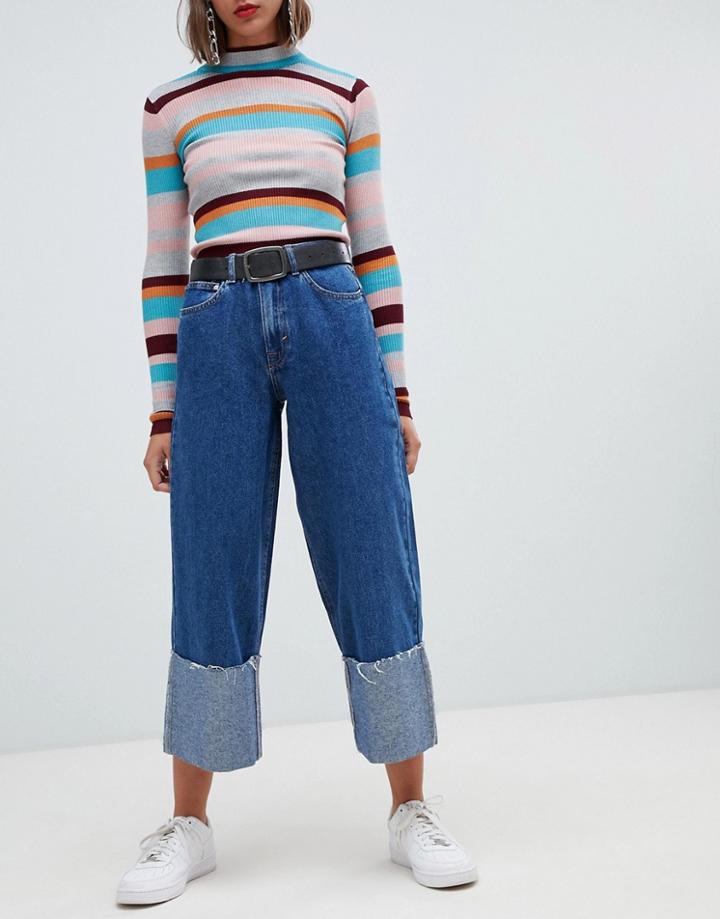 Pull & Bear Turnup Bottom Jean - Blue