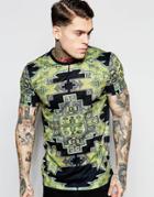 Jaded London T-shirt With Tapestry Print - Khaki