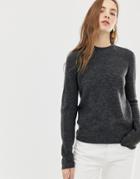 Pieces Lara High Neck Knit Sweater - Gray