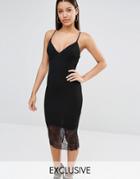 Missguided Exclusive Lace Hem Midi Dress - Black