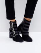 Asos Elect Leather Buckle Boots - Black