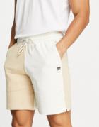 Puma Downtown Color Block Logo Shorts In Beige-neutral