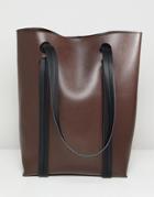 Asos Design Cut Out Handle Tall Shopper - Red