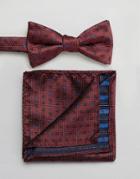 Selected Homme Bow Tie & Pocket Square In Paisley - Red