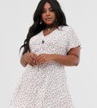 Daisy Street Plus Button Down Tea Dress In Vintage Floral Print - White