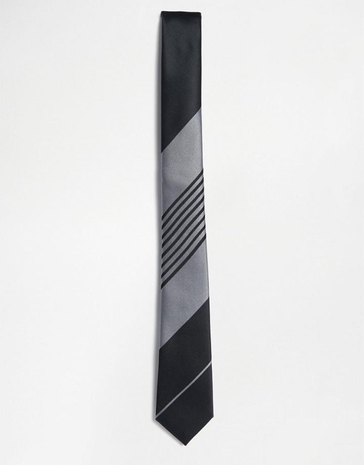 Asos Tie With Gray Placement Stripe - Gray