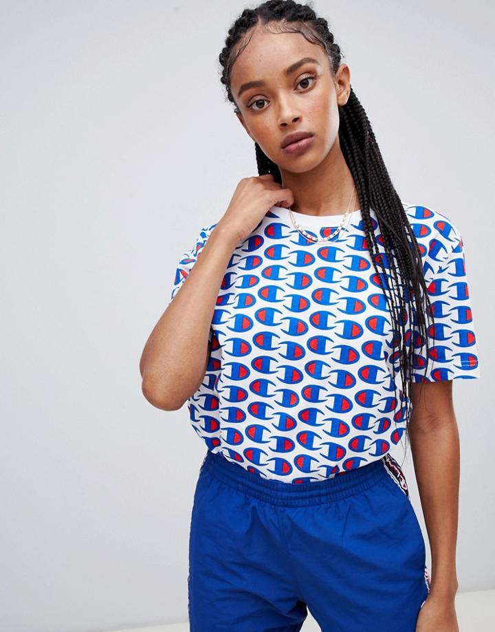 Champion Oversized T-shirt With All Over Print - White