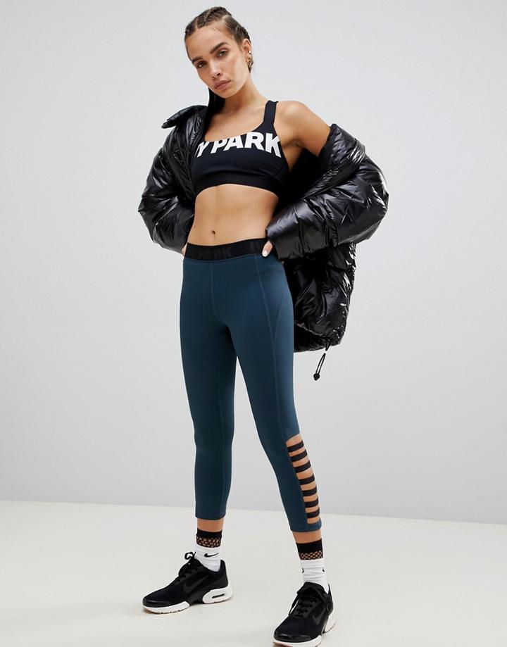 Ivy Park Active Strap Detail Crop Leggings In Blue - Blue