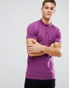 Asos Longline Muscle Polo In Jersey In Purple - Purple