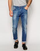 Asos Stretch Slim Jeans In Vintage Wash - Blue