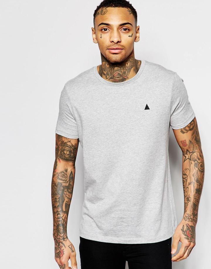 Asos T-shirt With Crew Neck And Embroidery In Gray Marl - Gray Marl
