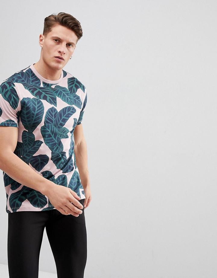 Ted Baker Leaf Print T-shirt - Pink