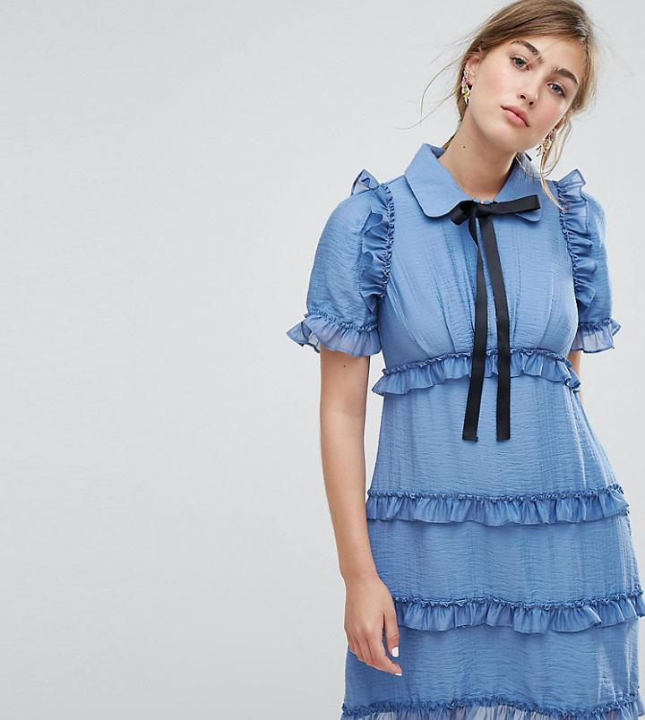 Sister Jane Tea Dress With Ruffles - Blue