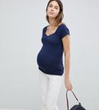 New Look Maternity Ruched Front Top - Navy