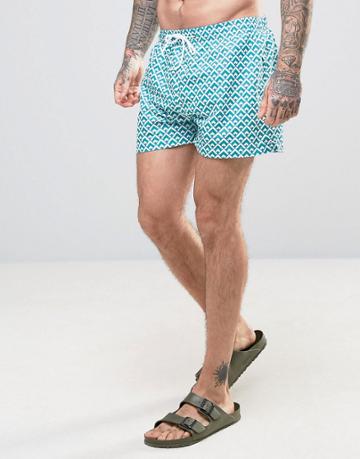 Kiss This! Geo Print Swim Shorts - Blue