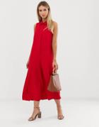 Asos Design Casual Culotte Shirt Jumpsuit - Red