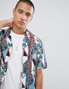 Asos Design Oversized Geo-tribal Vintage Style Print Shirt - White