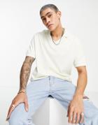 Asos Design Relaxed Polo With Revere Collar In Light Gray