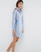Asos Striped Shirt Dress With Corset Detail - Multi