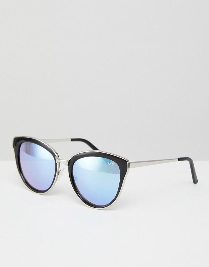 Quay Australia Every Little Thing Cat Eye Sunglasses With Lilac Tinted Lens - Black