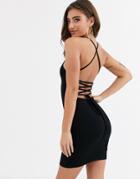 Asos Design Going Out Strappy Back Mini Dress-black