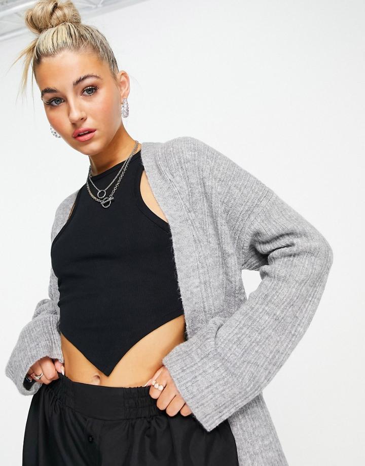 Vero Moda Open Long Sleeved Cardigan In Light Gray-grey