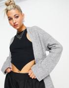 Vero Moda Open Long Sleeved Cardigan In Light Gray-grey