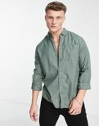 River Island Long Sleeve Crepe Shirt In Green