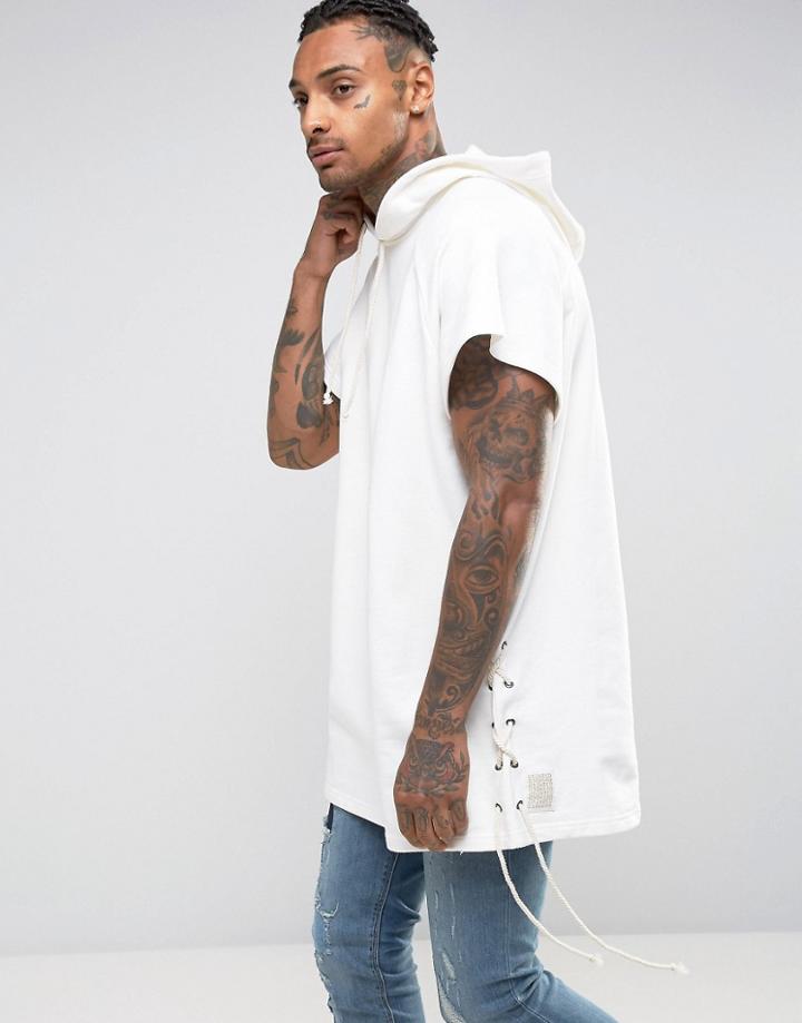 Granted Sleeveless Hoodie With Lacing - Stone
