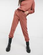 Pieces High Waisted Sweatpants Co Ord In Rust-red