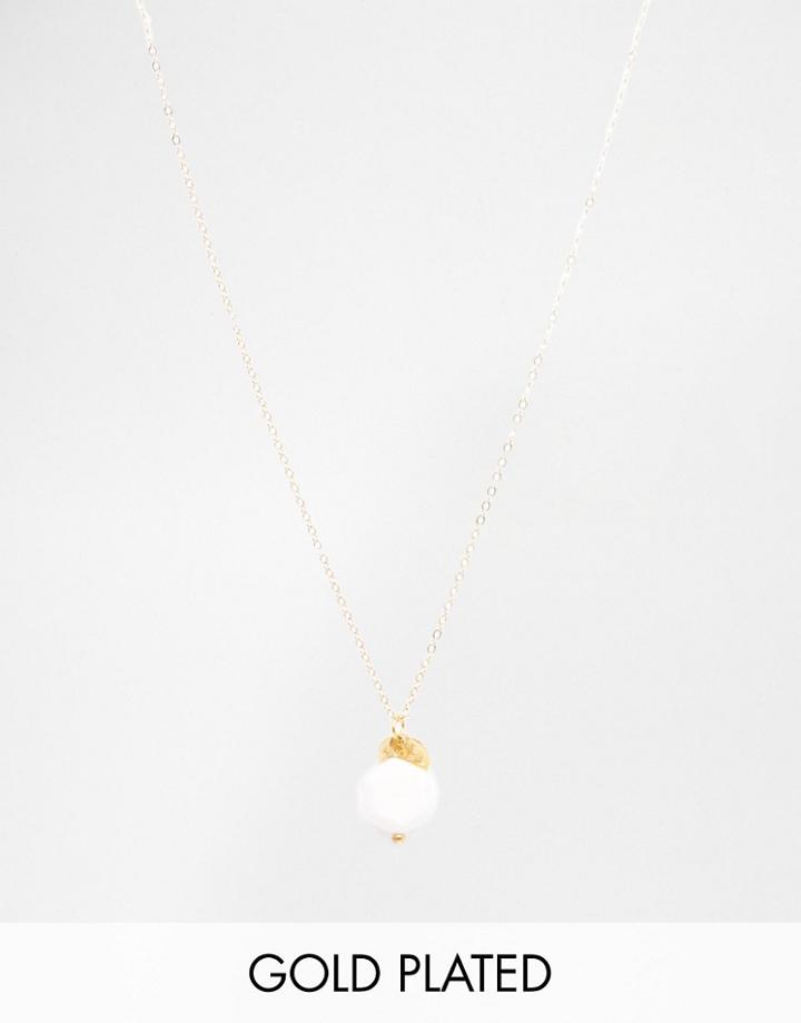 Mirabelle Sponge Shell Pendant On 45cm Gold Plated Chain With Matte Bead - Shell