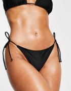 Brave Soul Bikini Bottom With Tie Side In Black