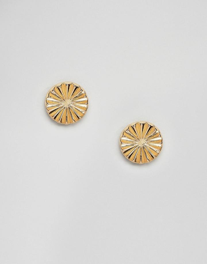 Pieces Gold Disc Stud Earrings - Gold