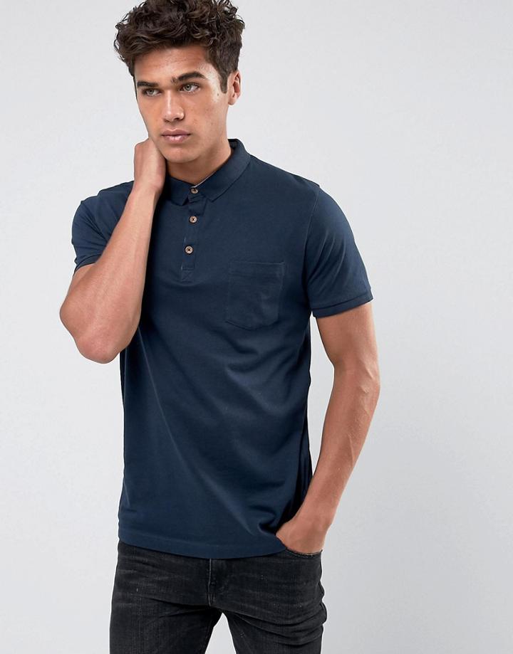 Brave Soul Short Sleeve Polo With Pocket - Navy