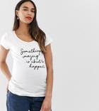 New Look Maternity Slogan Tee In White - White