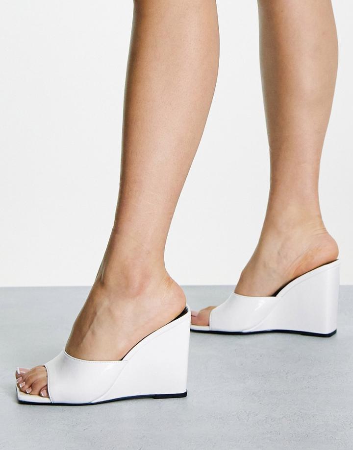 Topshop Rhyme Wedge Mule In White