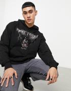 Night Addict Oversized Hoodie With Barking Dog Print In Black