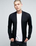 Allsaints Open Drape Cardigan In Merino Wool - Black