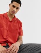 Asos Design Regular Fit Cotton Shirt In Rust With Revere Collar - Orange