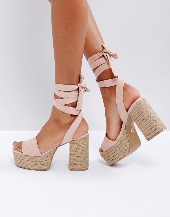 Lost Ink Blush Platform Espadrille Heeled Sandals - Pink