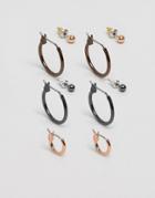 Asos Hoop And Stud Pack In Mixed Finish - Multi