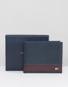 Tommy Hilfiger Signature Leather Wallet In Navy - Navy
