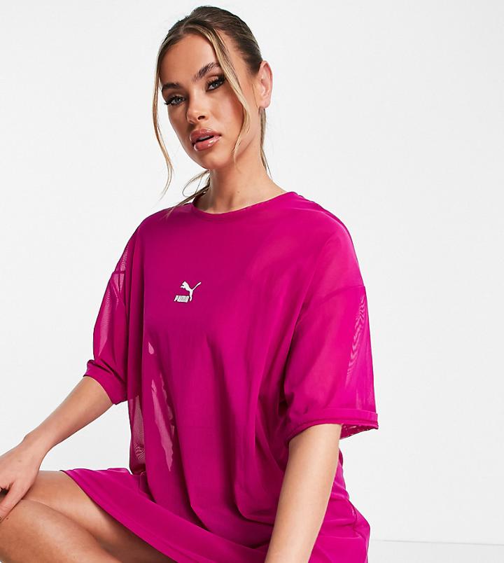 Puma Organza Mesh T-shirt Dress In Pink - Exclusive To Asos