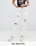 New Look Tall Distressed Skinny Jeans - White