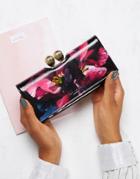 Ted Baker Purse With Pearl Crystal Bobble In Bloom Print - Black