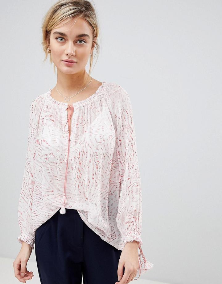 See U Soon Tunic Blouse With Drawstring Detail - Red